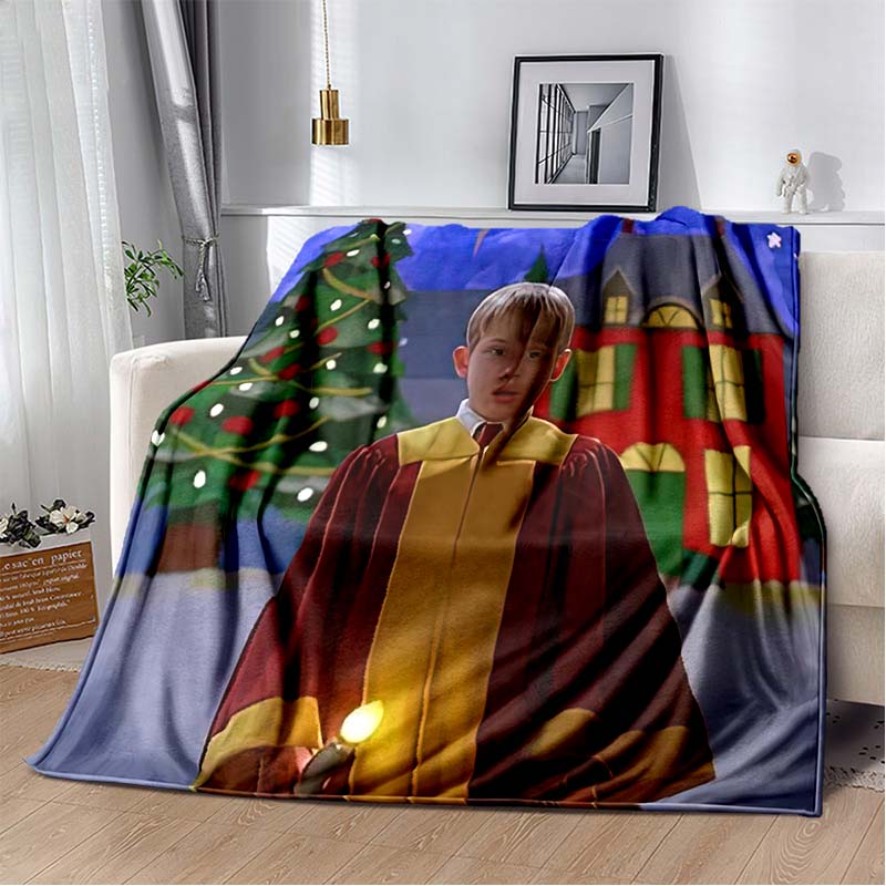 Home‑Alone Classic Film Print Flannel Blanket Soft Warm Throw For Sofa Bedroom Xmas Home Decor Holiday Fan Collectible Gift