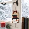 Natural Pine Wood Decor Christmas Wooden Hanging Ornaments, 2D Snowman Reindeer Clown Figure Rustic Party Supplies Pendant Decorations, Farmhouse