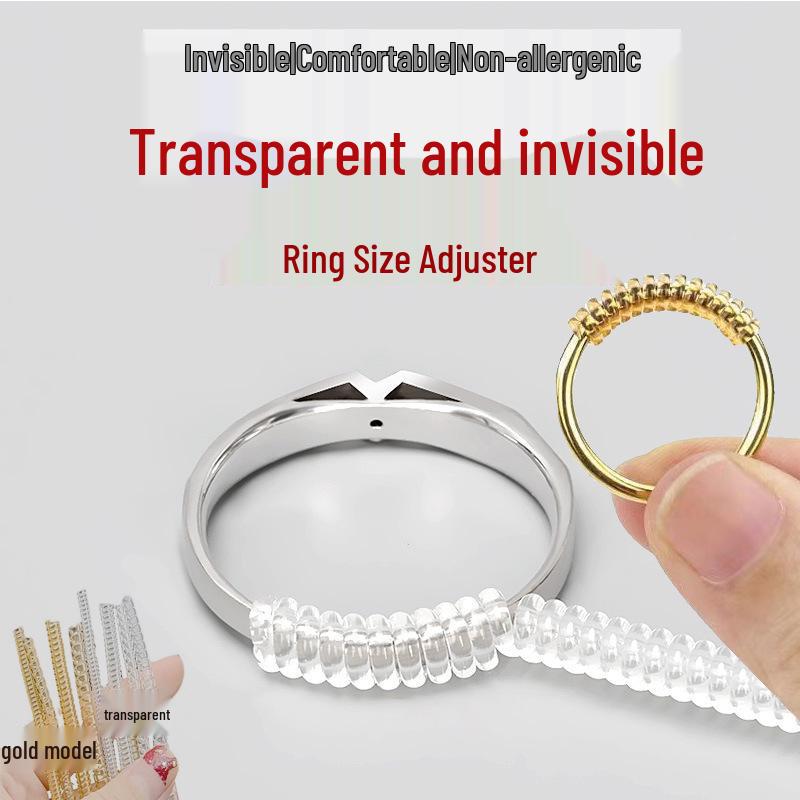 Transparent Adjustable Ring Sizer - Invisible Gold Wire Design
