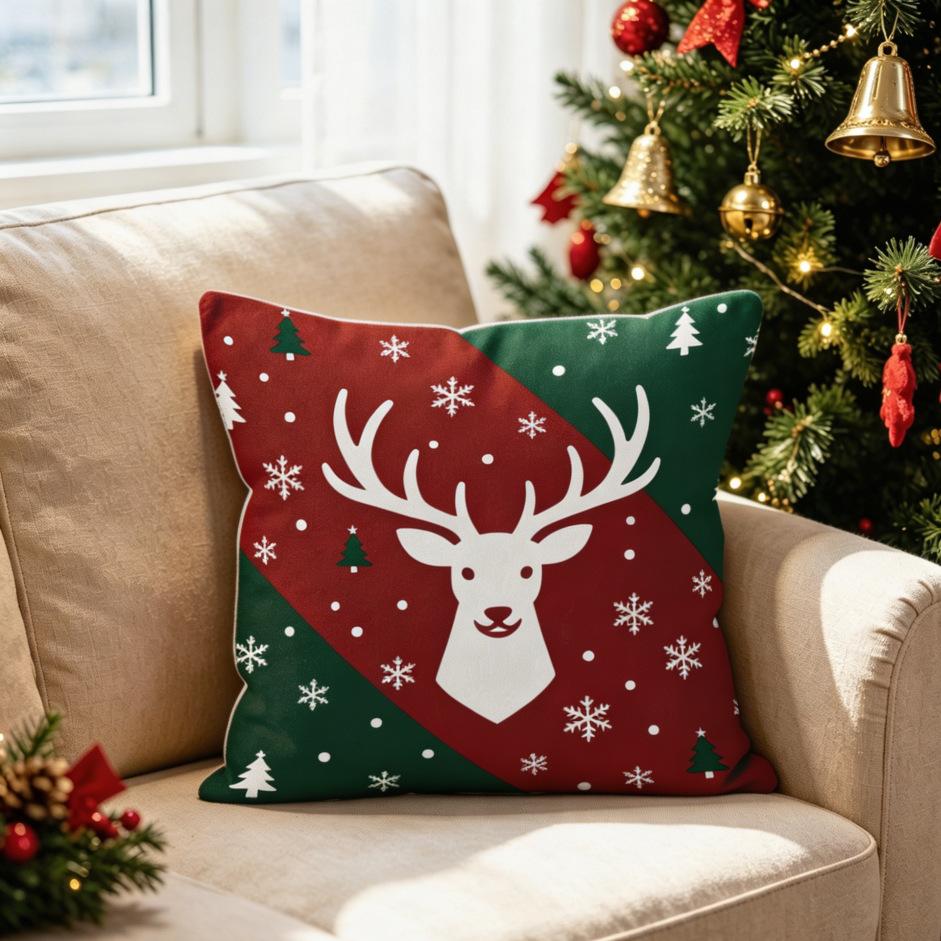Christmas Throw Pillow Covers Festive Printed Xmas Cushion Cover Home Decor Sofa Waist Pillows Case for Living Room Couch