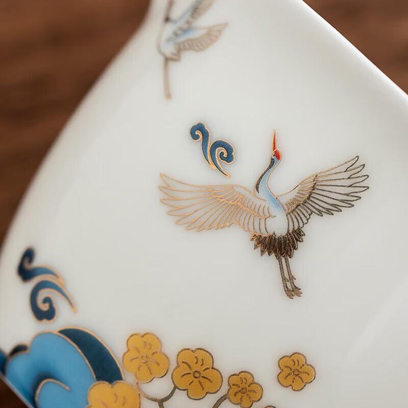 Portable Ceramic Kung Fu Tea Set - Floral Crane Design