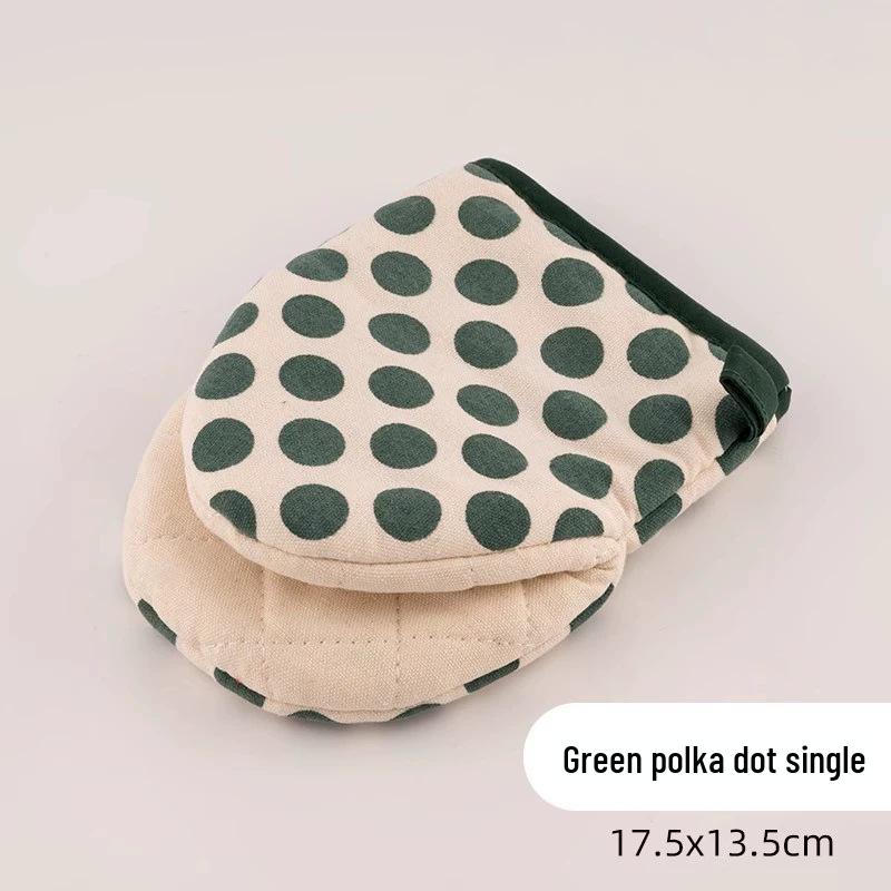 Thickened Cotton Polka Dot Oven Gloves - Anti-Scald & Heat Resistant Single Glove