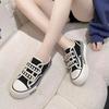 Klett-Canvas-Schuhe mit dicker Sohle, atmungsaktiv und leicht, Muffin-Schuhe, zeigen Schlankheit und Höhenzunahme, Freizeitschuhe, Damenschuhe, Studentenschuhe, kleiner w