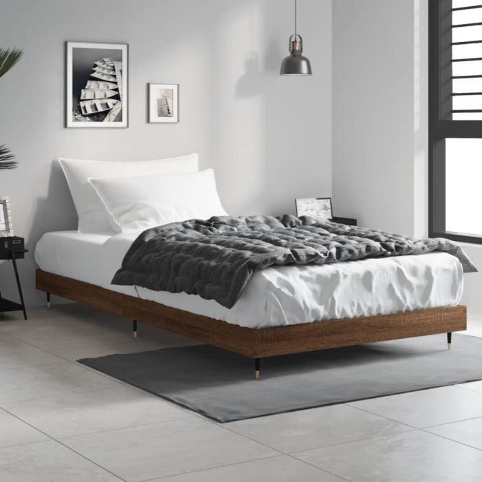 VidaXL Cadre de lit chêne marron 100x200 cm bois d'ingénierie 832164