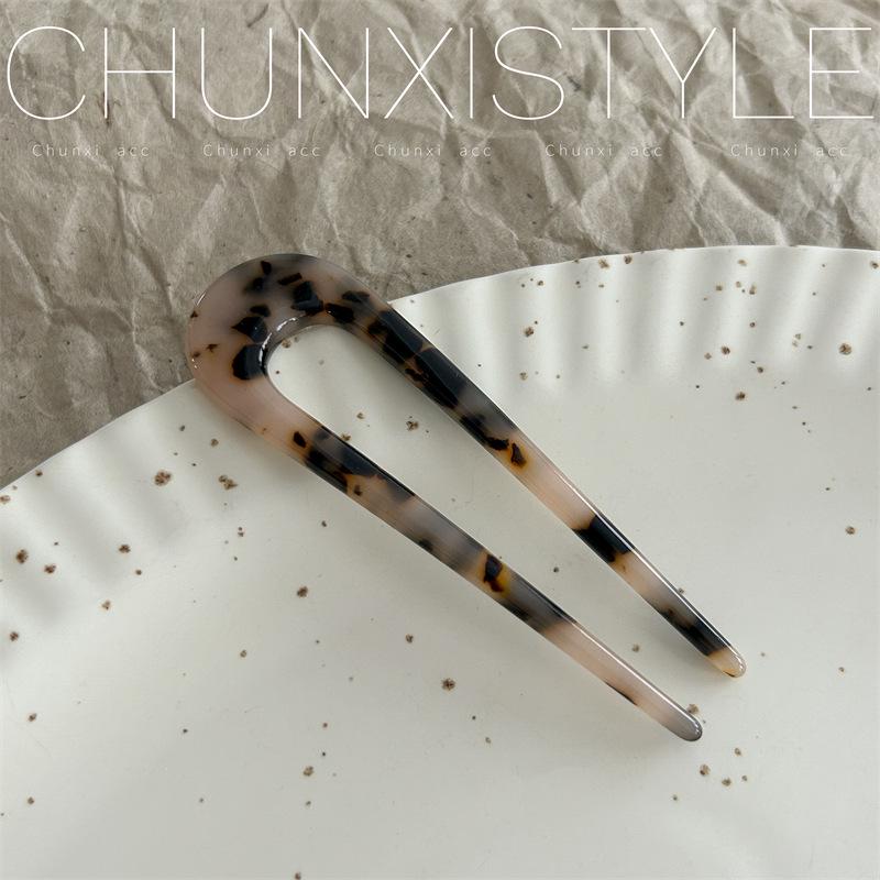 

Корейский французский ретро элегантный черепаховый панцирь U-образная шпилька гребень пучок аксессуар