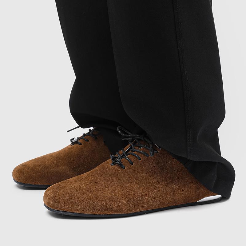 Men's breathable casual shoes soft-soled commuter dress retro derby shoes khaki-J