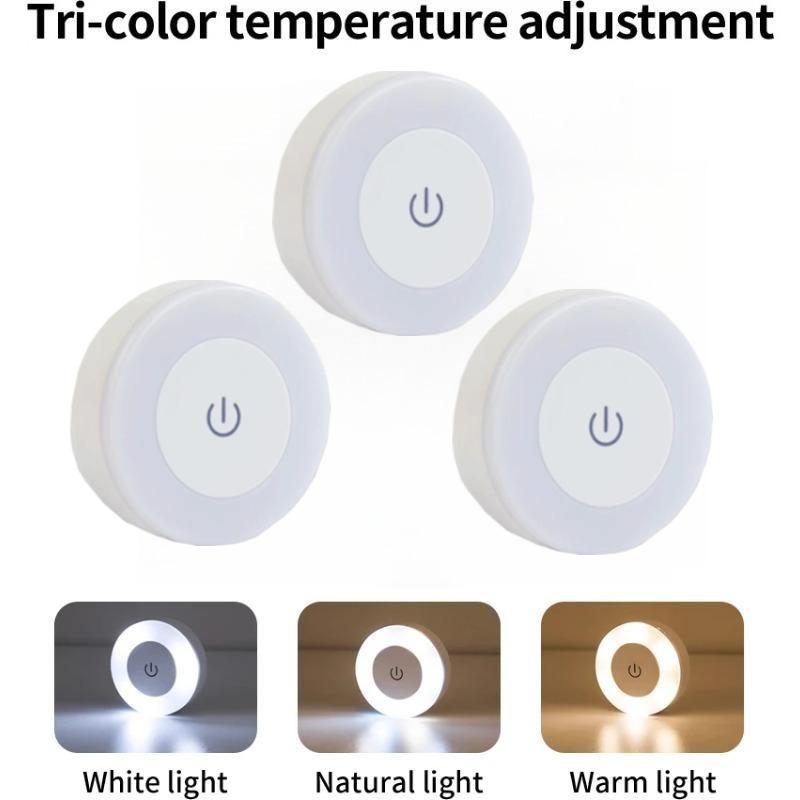 LED Night Lights 3 Modes Dimming Round Sensor Lamps USB Charged Magnetic Wall Light for Kitchen Bedroom Wardrobe Closet Lighting