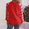 Podzim Zima Vintage Volný Dlouhý rukáv Top Potisk Cardigan Pletené zboží Vánoční svetr s výstřihem