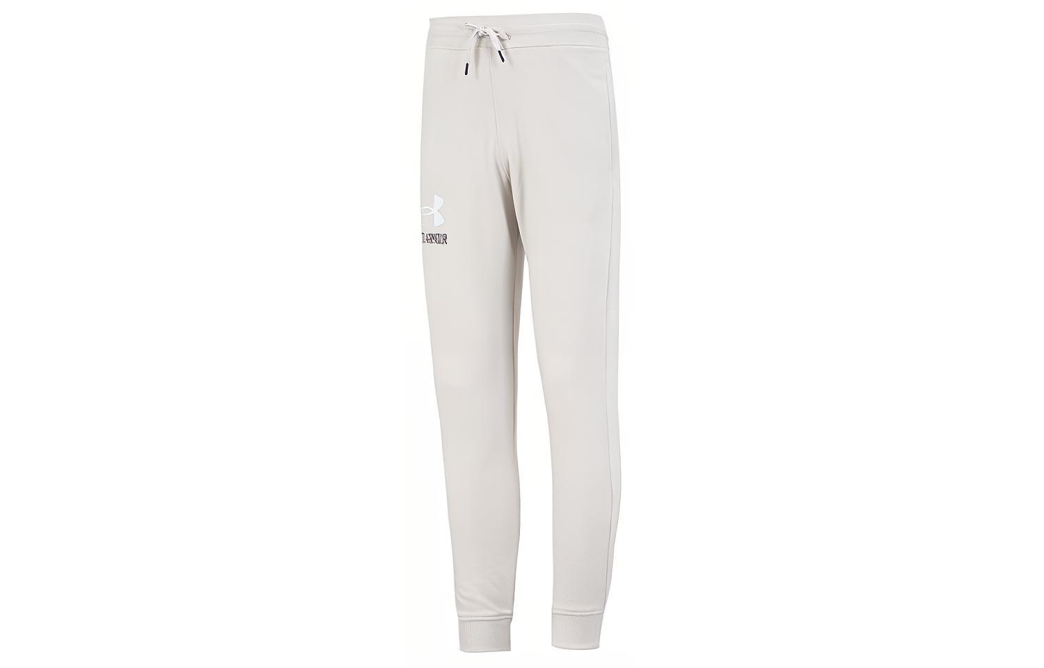 Under Armour Rival Fleece Knitted Sweatpants Men s Beige Thickened Cuffed Pants 1373411-110 XXL