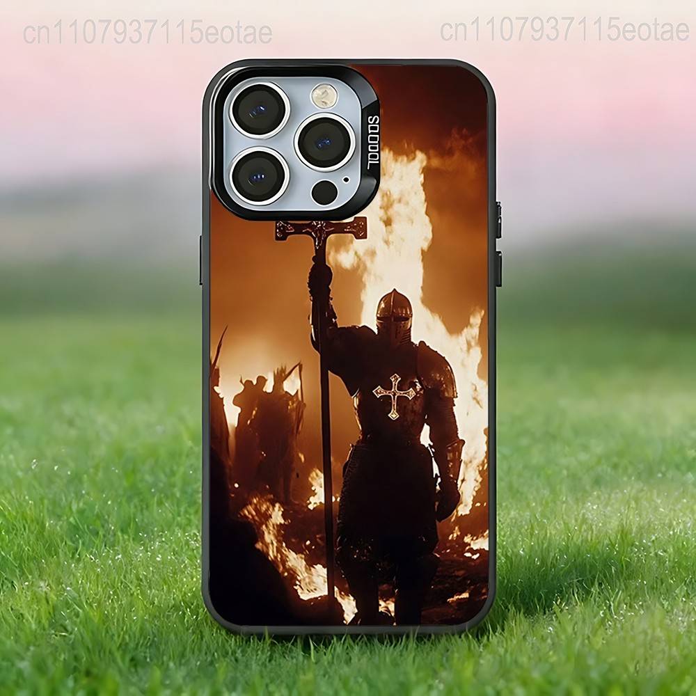 Crusaders Templar Knight Art Phone Case For iPhone 17,16,15,14,13,12,11,Pro,XS,Max,Plus,Mini,SE4,E Black Matte Shockproof Cover