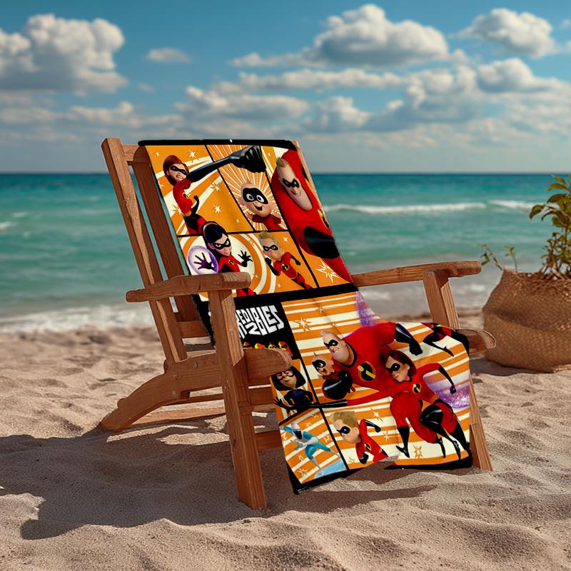 Ultra-Soft Beach Towel with The Incredibles Theme,Ideal for Pool - Camping, Diving - Perfect Travel Essential, Vibrant Beach Towel.