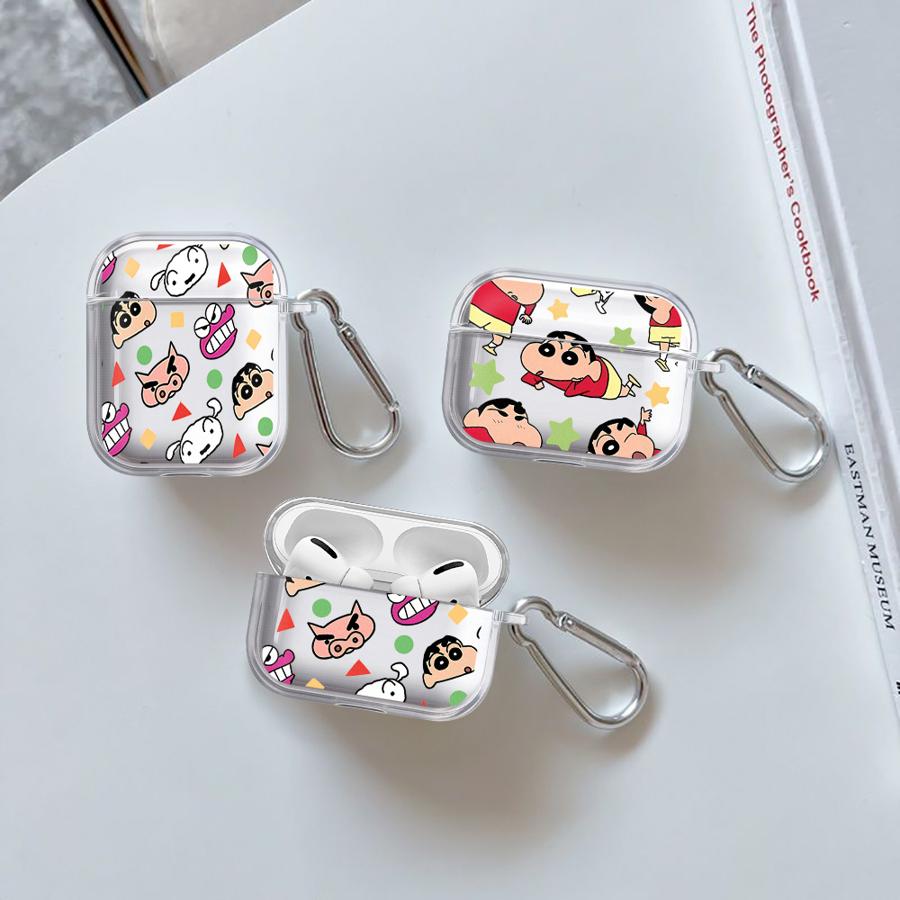 Crayon ShinChan Cute Clear Earphone Cases Cover Case For Airpods 3 4 Pro 1 Pro2 2 Pro3