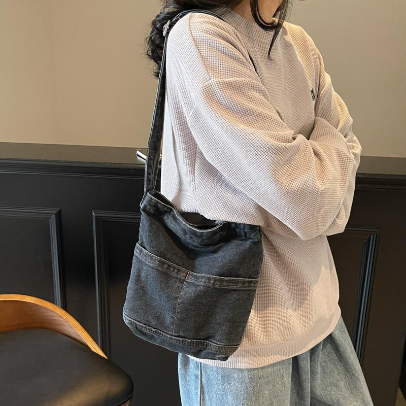 Denim Bag Women's Shoulder Bag Bucket Bag Large Capacity Crossbody Bag