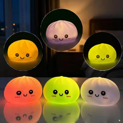 Led Glowing Squishy Steamed Bun, Light‑Up Stress Relief Ball, Bubble‑Spitting Realistic Bun Toy, Aesthetic Cute Desk Decor