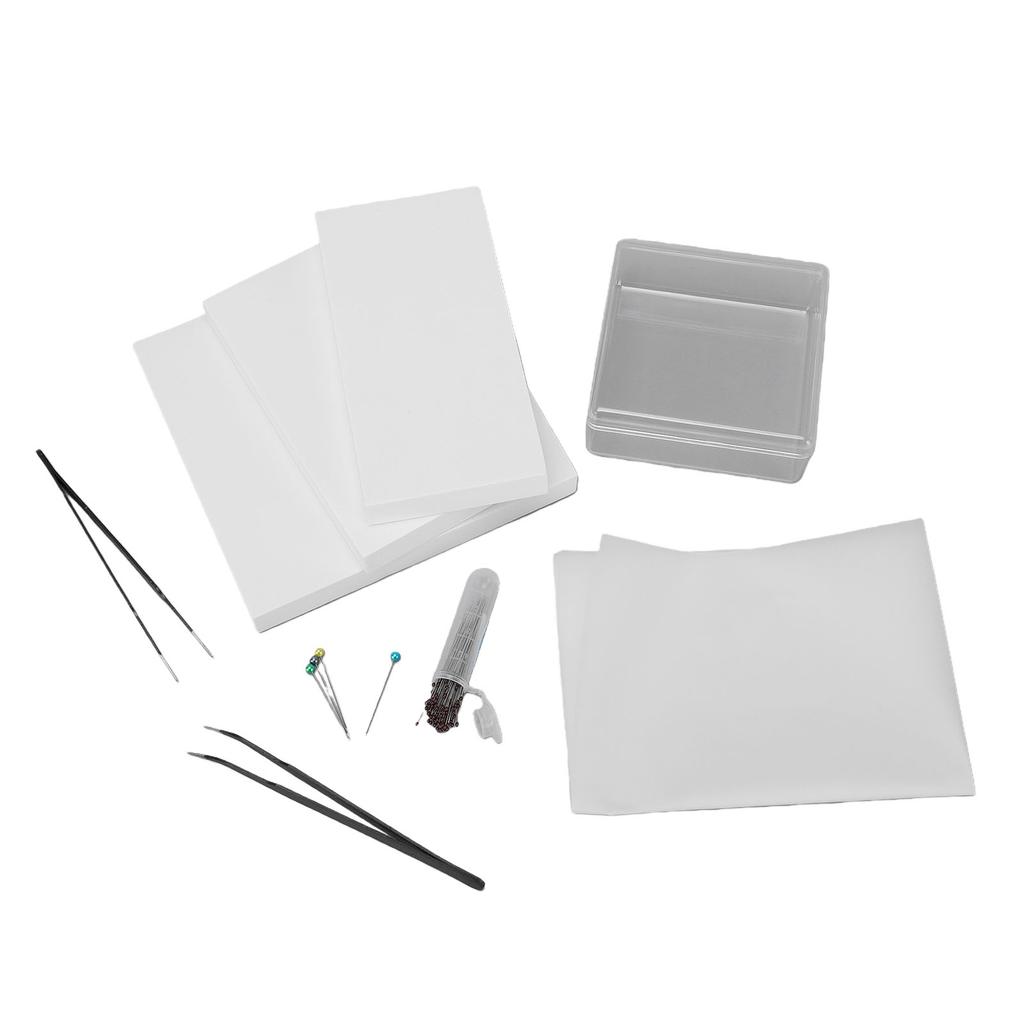 Kit de Herramientas para Espécimen Kit Completo de Herramientas para Hacer Espécimen Suministros para Colección de Entomología con Tablero de Alfileres de Espuma Transparente