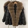 European women's winter new high-quality real fox fur collar down jacket temperament warm hooded jacket