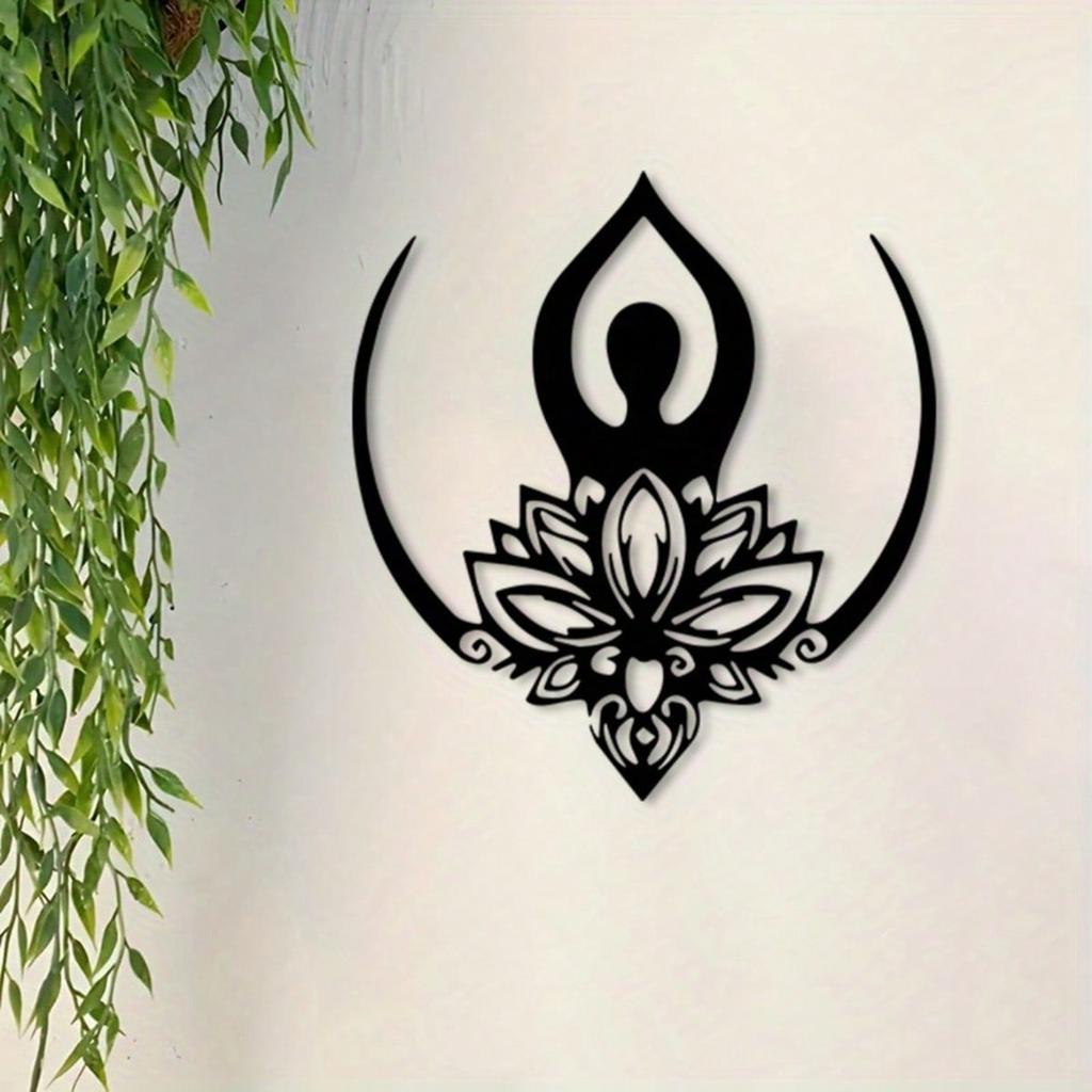 Lotus Zen Metal Wall Art Vintage Iron Openwork Meditation Decor Buddhist Inspired Gift for Yoga Studio