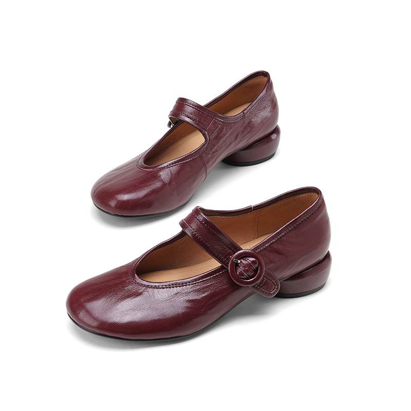 Krazing Pot Sheepskin Fashion Summer Spring Autumn Med Heels Metal Buckle Women  European Design Round Toe Pumps