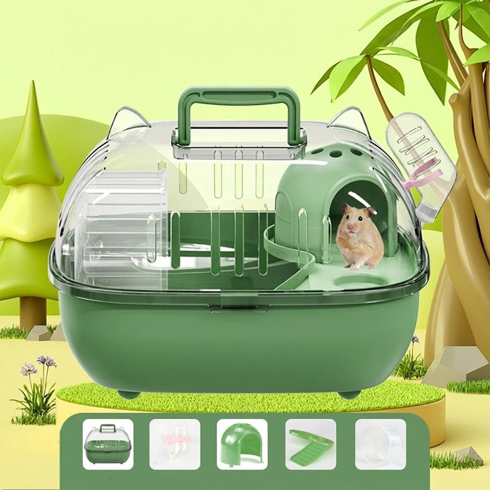 Transparent Cover Hamster Carrier Box Large Space Hamster Habitat Travel Hamster Cage  Car Outing