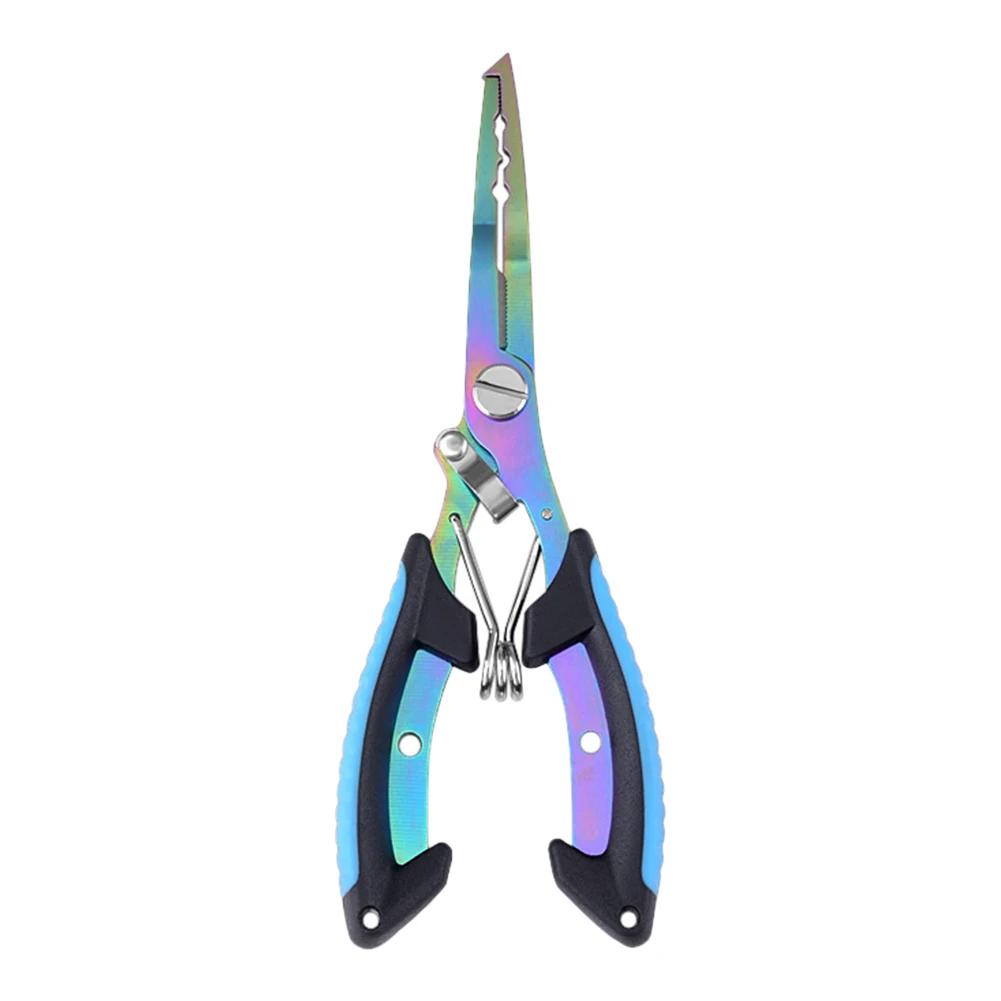 Titanium Dual-Color Eagle Mouth Fish Control Pliers Multifunction Hook Remover Line Cutter Split Ring Opener Lure Pliers
