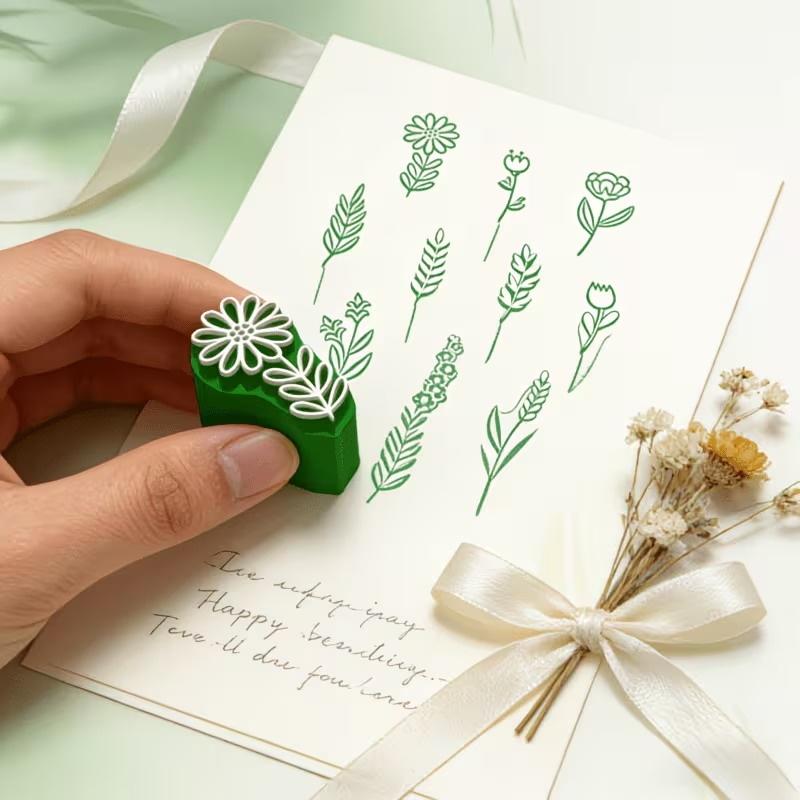 Flower Leaf Design Clay Stamp Molding Kit 10PCS Lightweight Plastic Tools for Handmade Brooch Badge Making