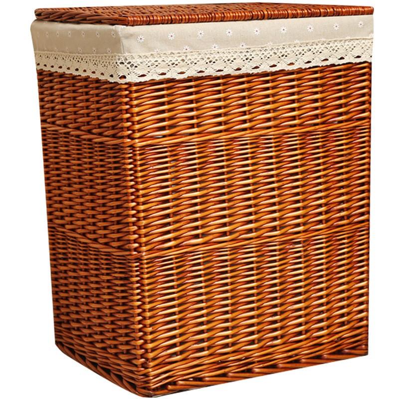 Woven Laundry Hamper With Lid Rectangular Storage Basket Bedroom Bathroom Modern Minimalist Home Organization