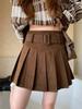 Fat Sister Corduroy Pleated A-Line Skirt for Women - High Waist Slimming Short Skirt for Autumn/Winter