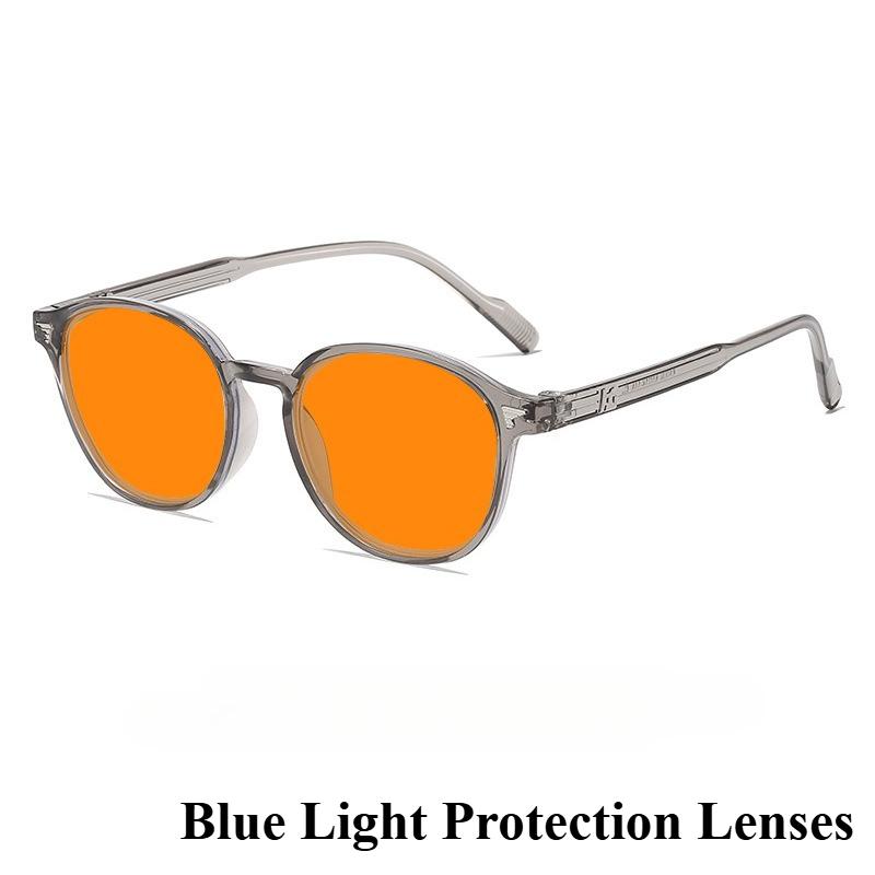 Driving Anti-Glare Night Vision Glasses Retro Studded Round Frame Anti-blue Light Glasses Orange & Red Lenses Protective Eyewear