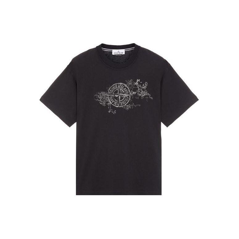 

STONE ISLAND Мужская футболка с коротким рукавом и круглым вырезом с принтом логотипа Ss24, топы, черная 80152RCE8-V0029 M