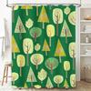 Green Plaid Shower Curtain With Forest Print Decorative Bath Accessories For Bathroom Easy Installation Water Resistance Perfect