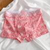 Men's Pink Cartoon Print Cotton Boxer Briefs - Mid-Waist, Breathable and Trendy