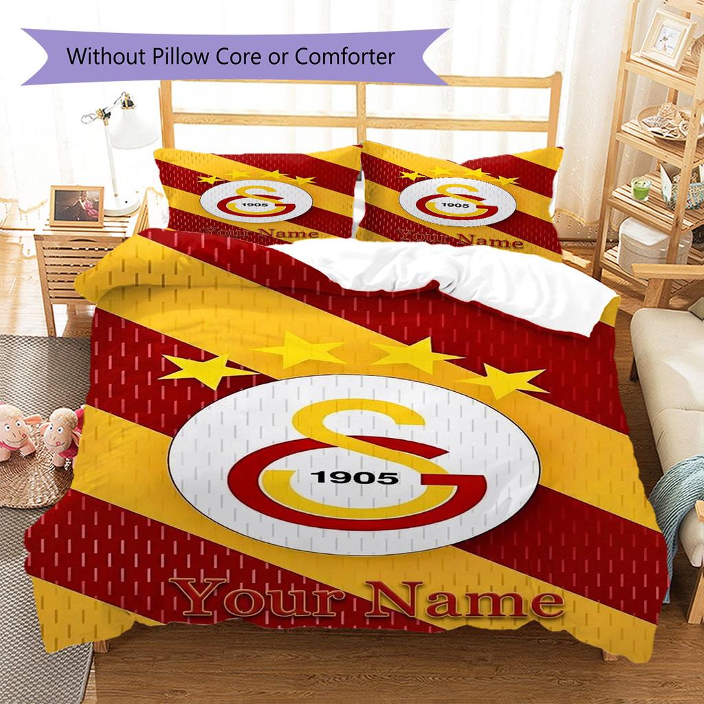 Galatasaray S Custom Name Pattern Bedding,Quilt Set Quilt Cover Pillowcase Home Birthday Gift(1 * duvet cover + 2 * pillowcase, without core)