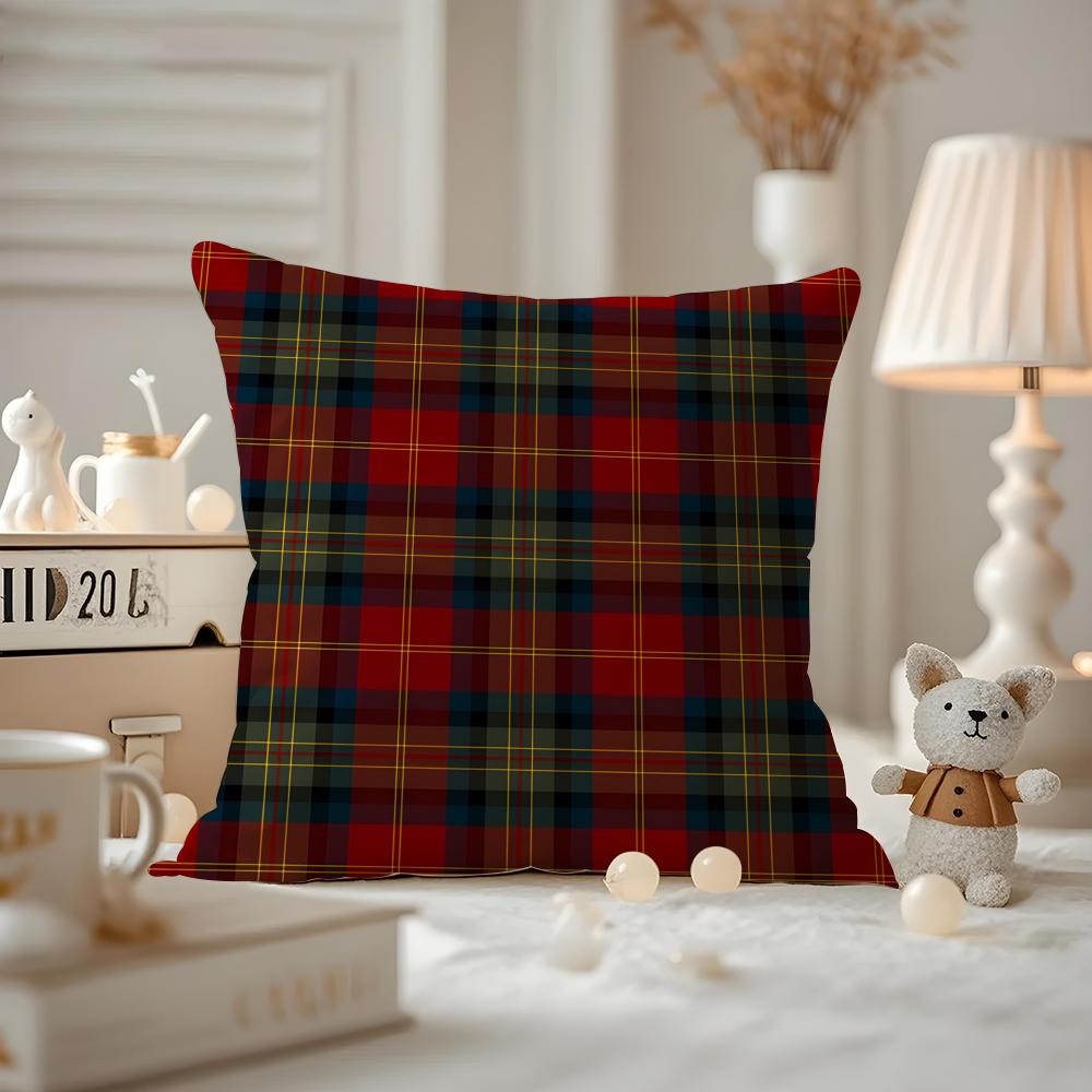 Nordic Scottish Pattern Tartan Cushion Cover Pattern Printed Pillowcase For Living Room Sofa Cushion Cover & Bedroom Decor