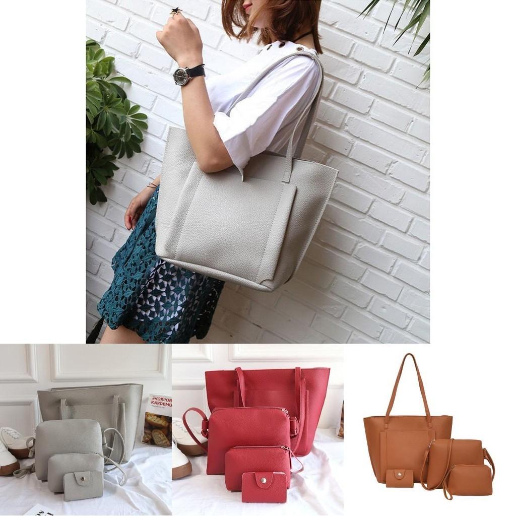 Exquisite Handbag Set For Women With Lychee Pattern In 4 Pieces