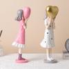 Cute Girl Statue Craft Resin Figurine Sculpture Decoration for Living Room Office or Bookshelf Heart Girl Ornament Wedding Gift