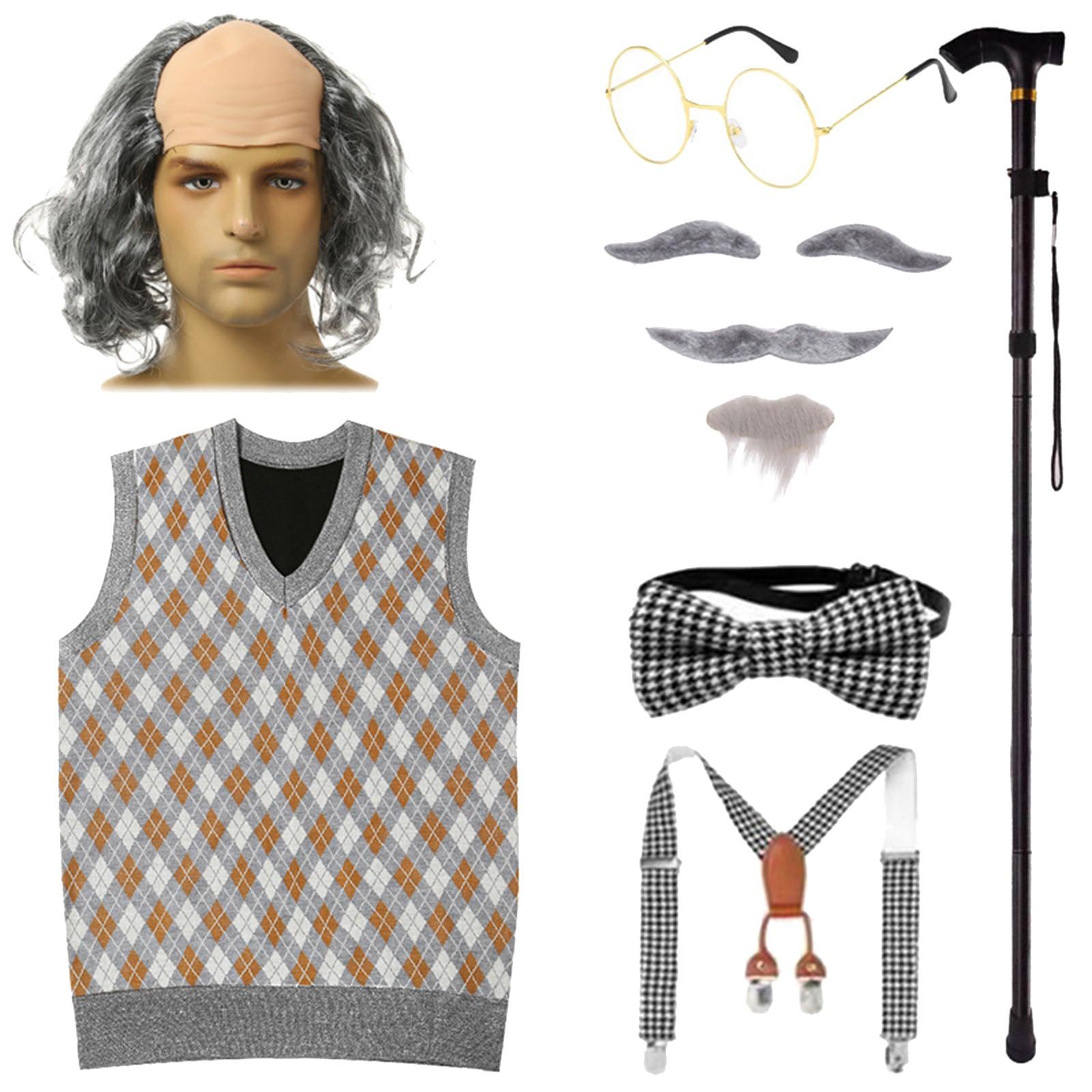 

Grandpa Cos For The Elderly The 100th Day Of School Grandpa Costume Men s Props 130 білий