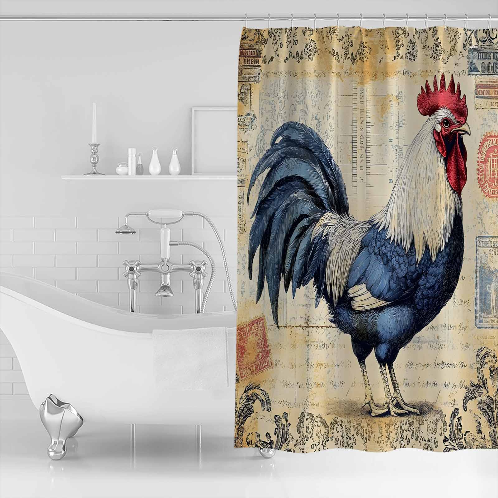 

Винтажная фермерская текстура курицы Занавеска для душа для ванной комнаты Художественная красочная Декорация коврика для ванной для домашнего декора 122x183cm