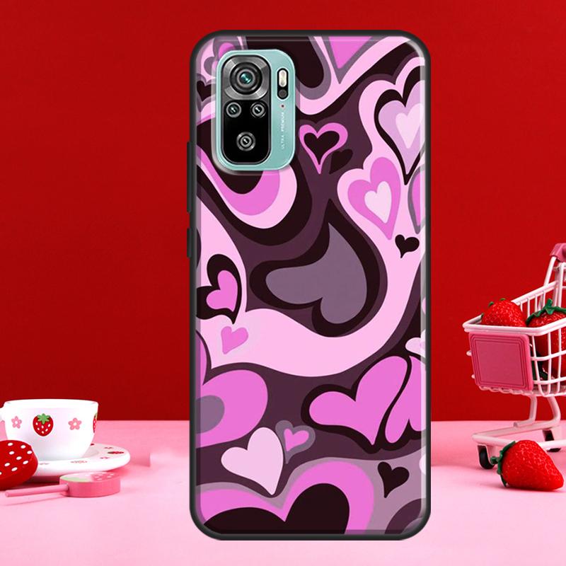 Husă cu model învârtire de inimi violet maro pentru Xiaomi Redmi Note 11 Pro Note 10 9 8 Pro 11S 9S 10S Husă pentru Redmi 10 9 9A 9C 9T