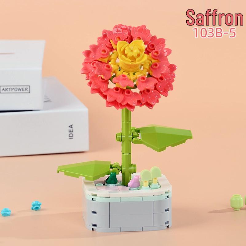 Educational Sunflower & Hibiscus Building Blocks Ornament - Teacher's Day Gift