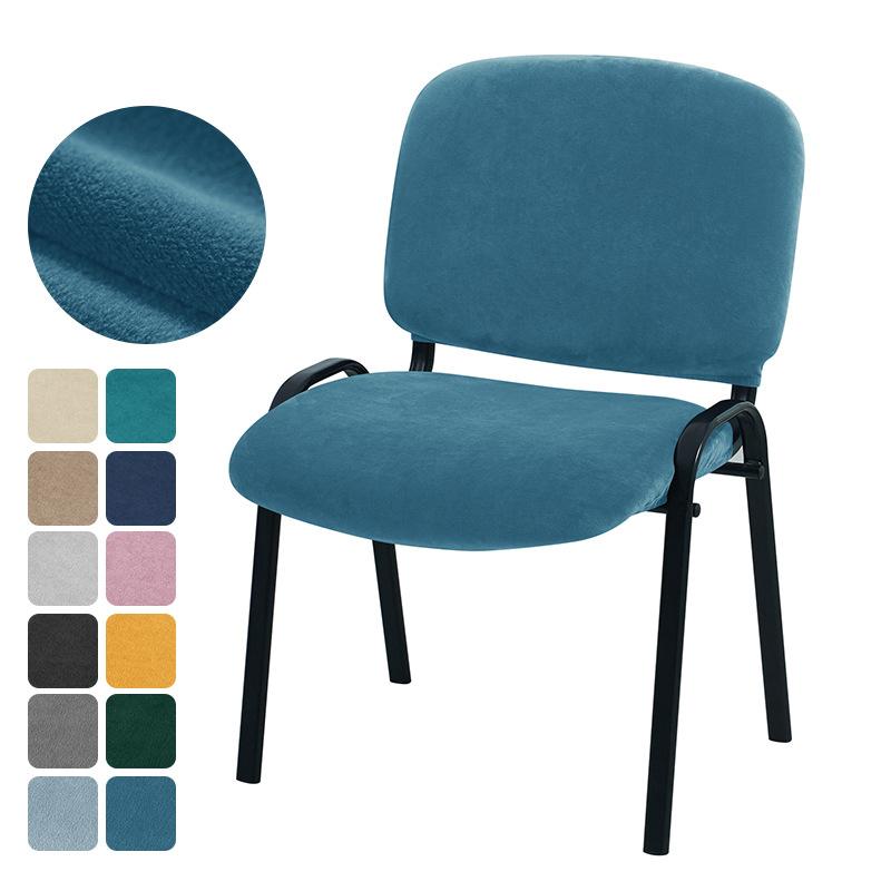 2Pcs/Set Solid Color Velvet Folding Dining Chair Cover Office Chair Backrest Seat Covers chair Slipcovers for Office Wedding