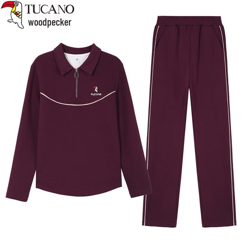 Woodpecker Women's Lapel Casual Sweatshirt Two-Piece Set