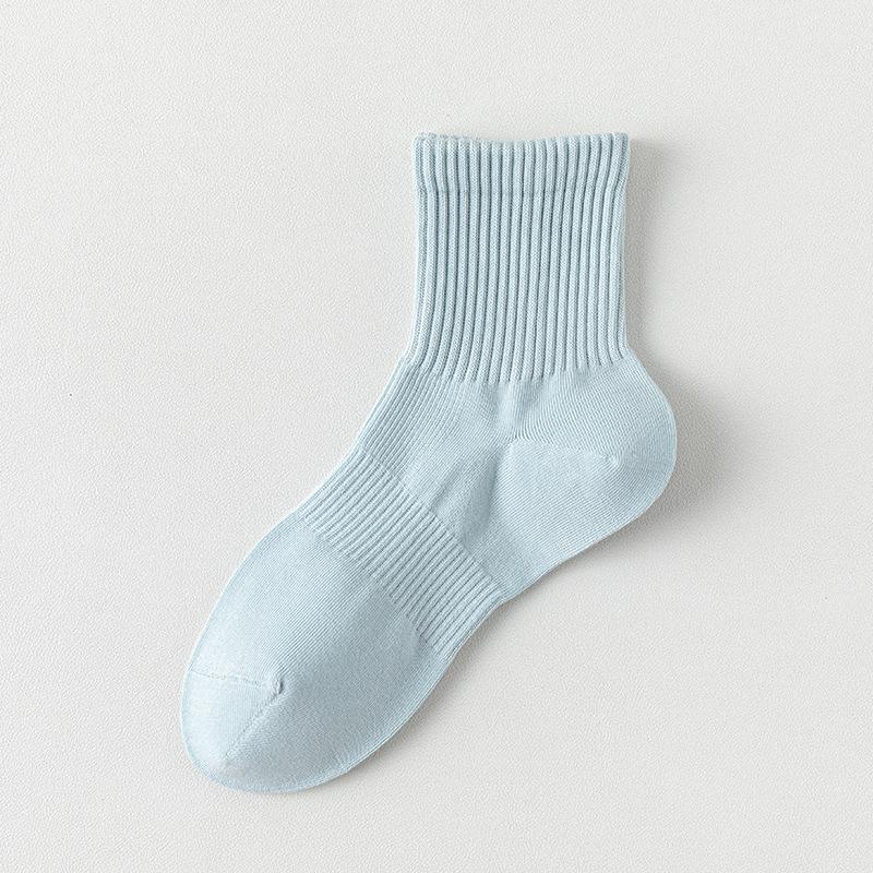 Female Summer Solid Color Cotton Tube Anti Pilling Boneless Seam Head Tube Socks