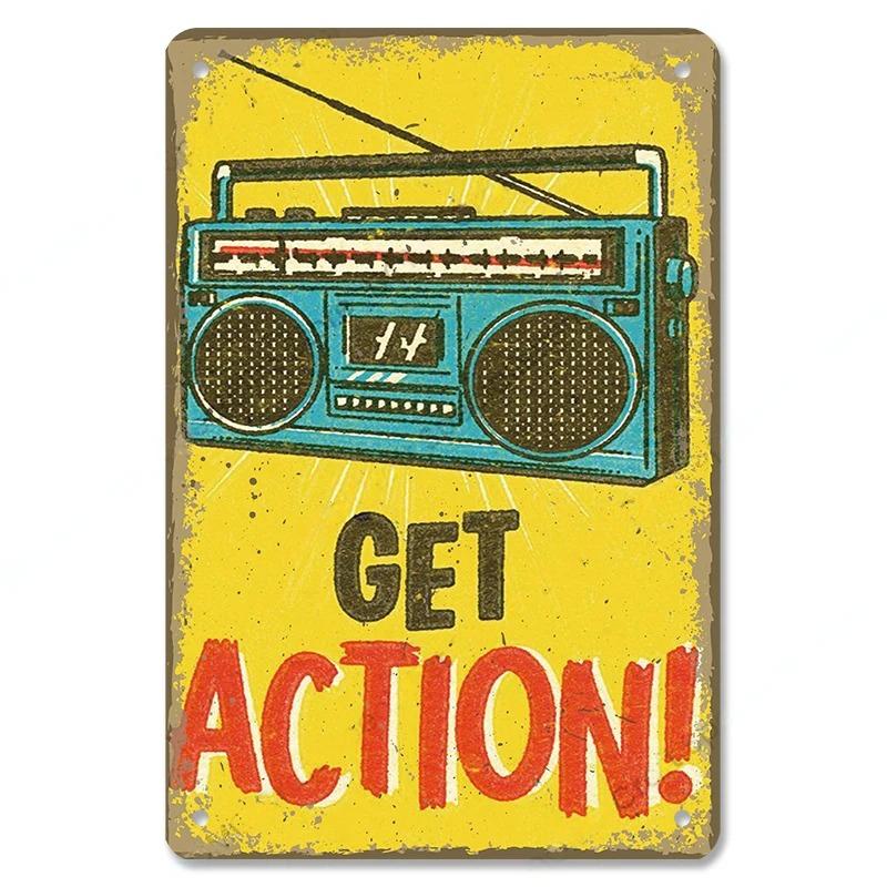Vintage Music Posters Metal Tin Signs Retro Metal Plate Music CD Radio Guitar Singer Bar Club Wall Decor Living Room
