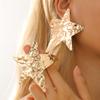 Exaggerated Gold Color Heart Oval Earrings For Women Metal Earing Jewelry Trending Irregular Wrinkled Geometric Earrings