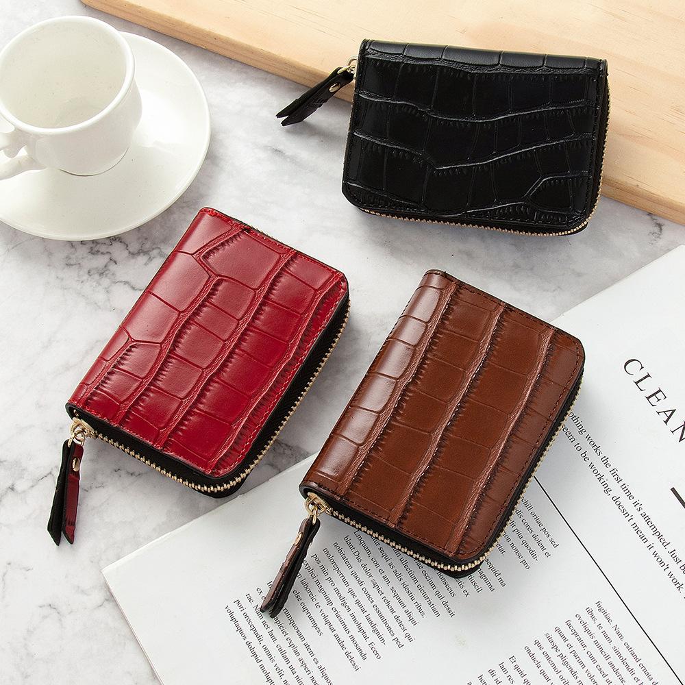 Women Minimalist Short Wallet Solid Color Coin Purse Zipper Clip Card Holder
