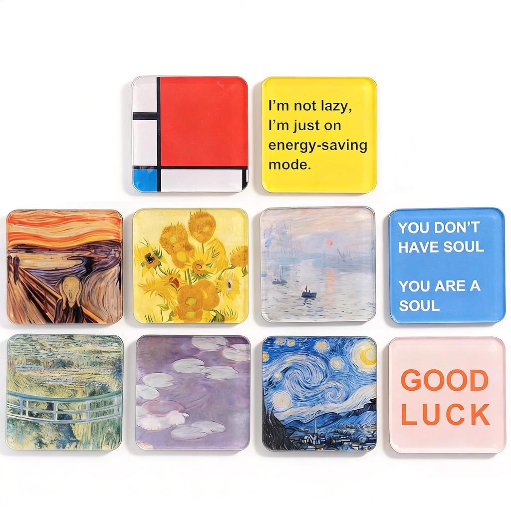 10 Piece Adhesive Acrylic Square Magnet Making Kit Clear Refrigerator Magnet Design Set for Kitchen Cabinet Classroom
