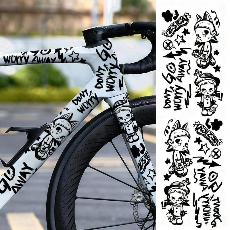 1 Set MTB Rennrad Rahmen Aufkleber Cartoon DIY Reflektierend Wasserdicht Fahrrad Aufkleber Für Fahrrad Rahmen Oberrohr