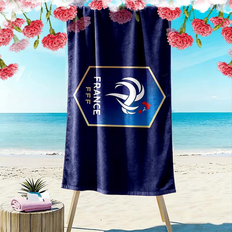 French Football Federation Print Beach Towel, Large Soft Quick Dry Towel for Beach Camping Swimming