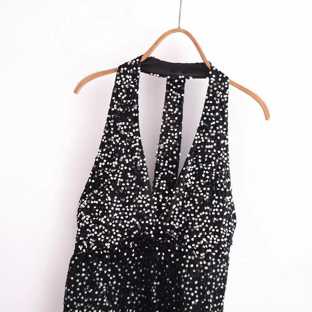 Women's 2024 Winter European & American Style Sequin Balloon Dress