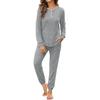 Women's Ribbed Knit Outfits 2 Piece Long Sleeve Pajama Set Fall Casual Sweatshirt And Joggers Lounge Set